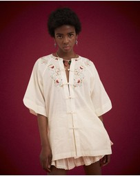 KINGA CSILLA - Reka Embroidered Berry Shirt