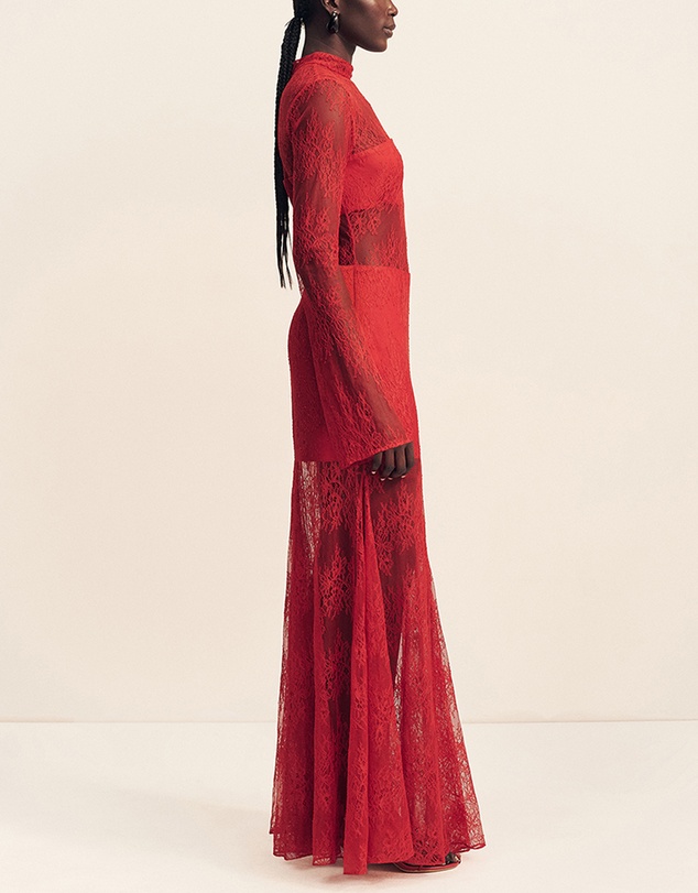 Shona Joy - Labyrinth Lace High Neck Maxi Dress