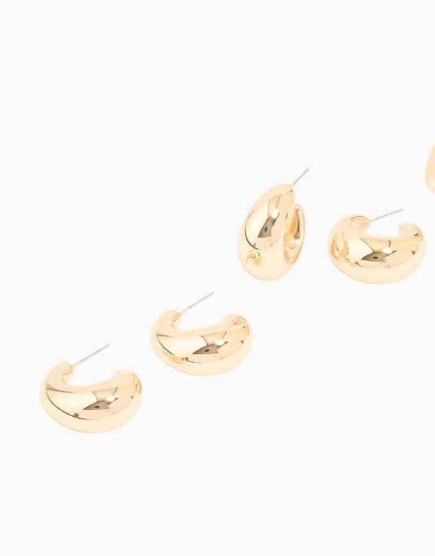 Lovisa - Gold Mixed Teardrop Hoop Earrings 3-Pack