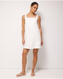 AERE - Quinn Embroidered Linen Mini Dress