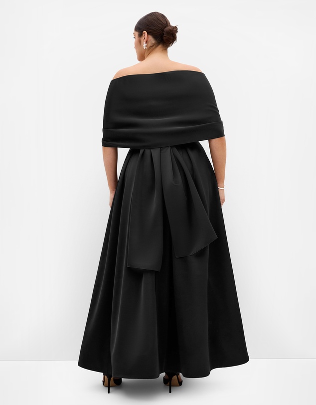 City Chic - Plus size Duchess Satin Gown With Shawl - black