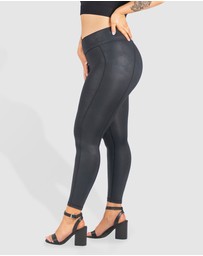 B Free Intimate Apparel - V-Waist Faux Leather Booty Sculpting Leggings