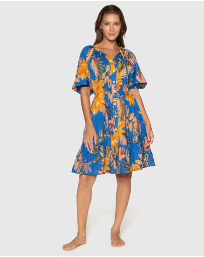 Nip Tuck Swim - Blue Mango Tango Morning Bay Dress