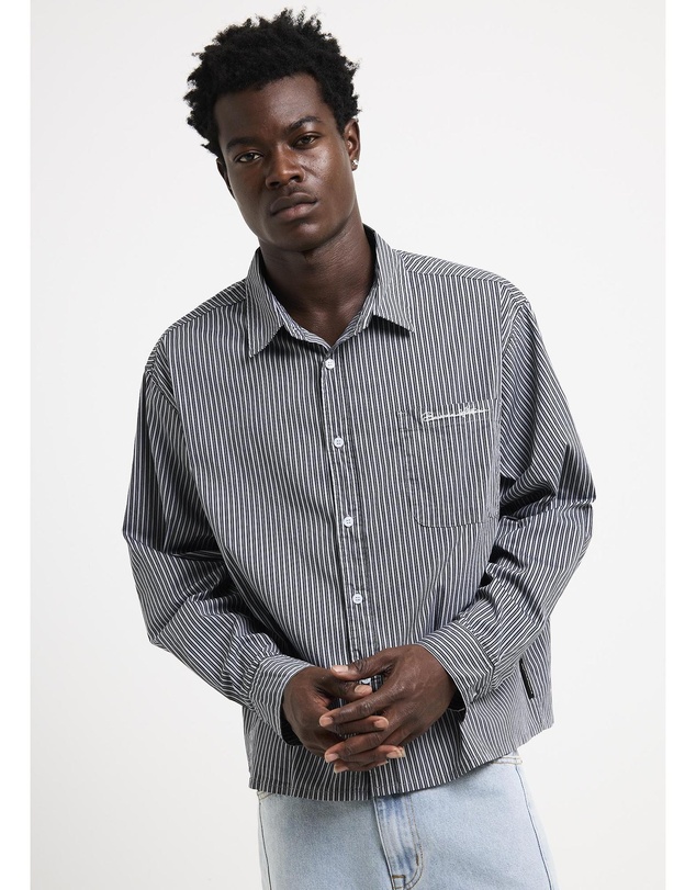 Black Noise White Rain - Miami Striped Long Sleeve Shirt