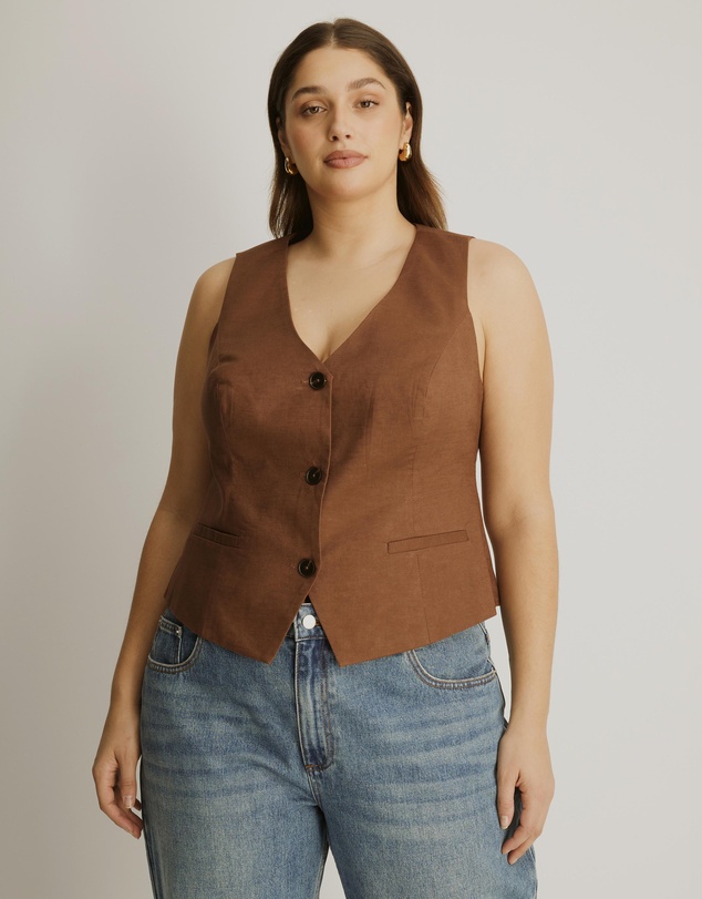Atmos&Here Curvy - Yasmin Linen Blend Vest
