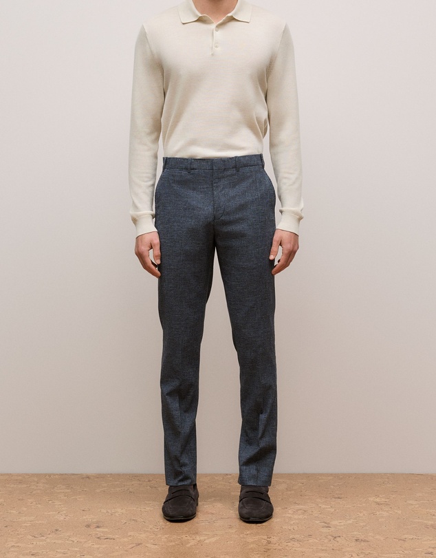 Trenery - Cotton Wool Blend Straight Leg Trouser in Navy