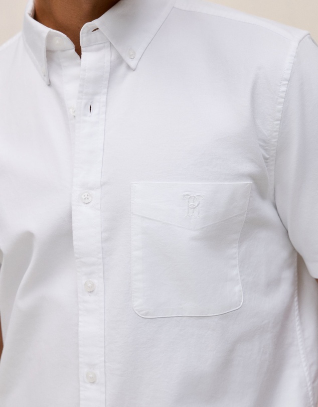 Trenery - Monogram Short Sleeve Oxford Shirt in White