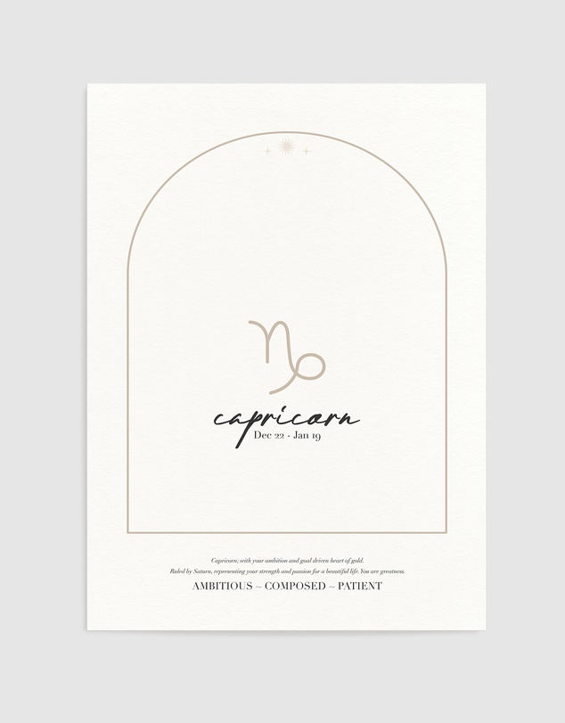 Olive et Oriel - Capricorn Zodiac Art Print A3
