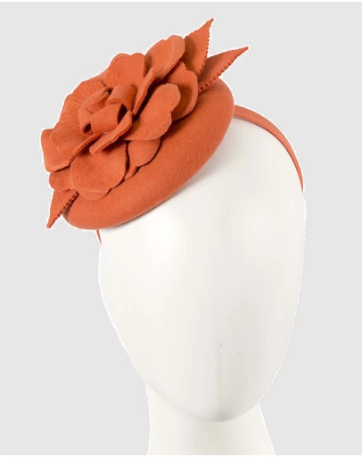 Max Alexander - Felt Orange Winter Pillbox Fascinator