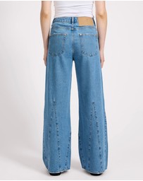 ONE TEASPOON - Cruisers Mid Waist Bootcut Flare Denim Jeans - New Blue