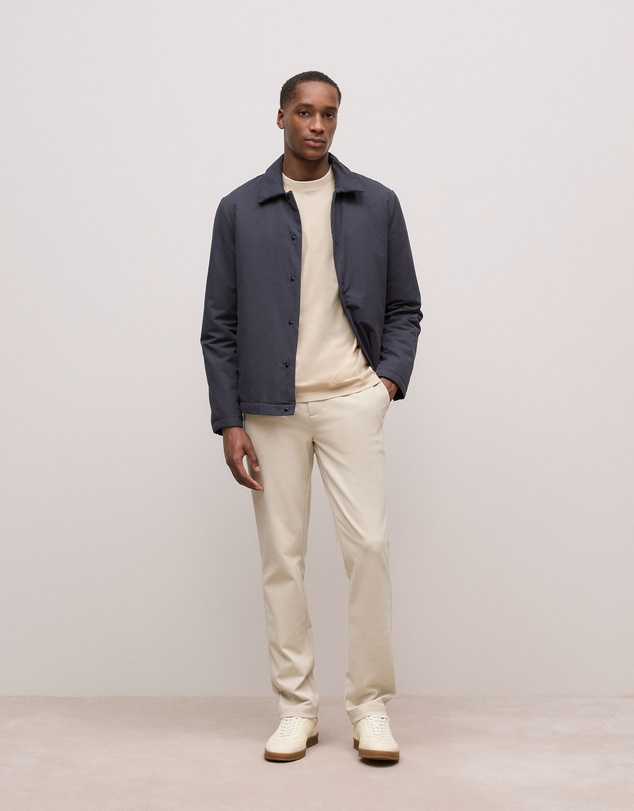 Trenery - Mercerised Cotton Tipped Long Sleeve T-shirt in Fawn