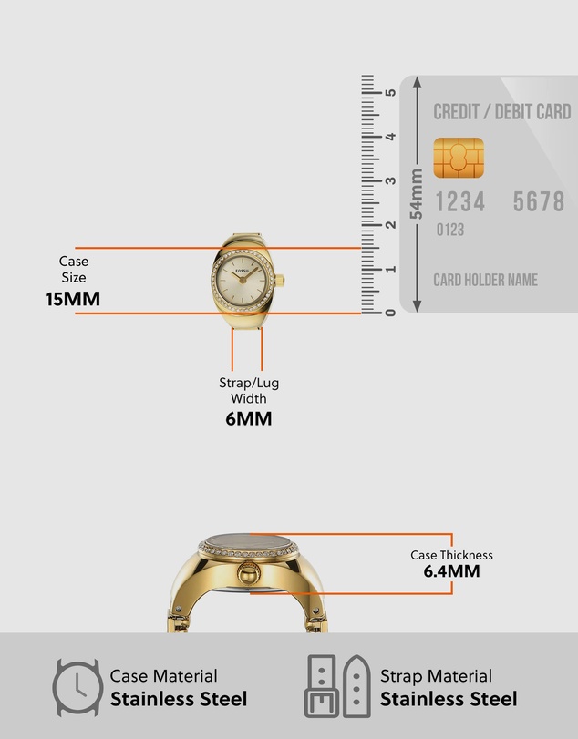 Fossil - Ring Gold Tone Analogue Watch