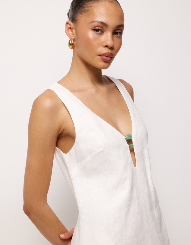 AERE - Fiora Linen Resin Trim Shift Dress