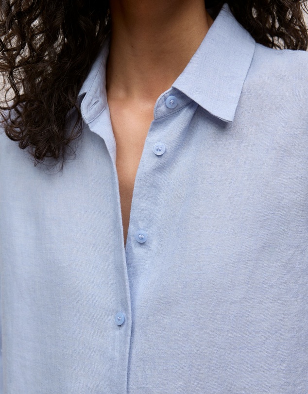 Trenery - Delave Linen Long Sleeve Shirt in Chambray