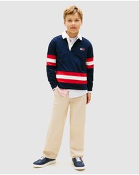 Tommy Hilfiger - Boys Back Graphic Long Sleeve Polo Shirt - Teens