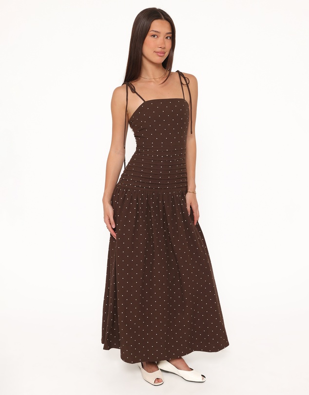Petal & Pup - Mischa Maxi Dress - Brown Polka Dot