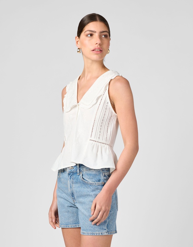 MVN - Embroidered Collared Top