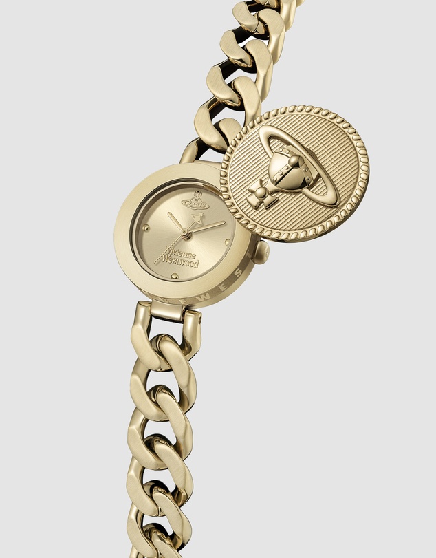 Vivienne Westwood - Vivienne Westwood Orb Button 25mm Gold Strap Watch