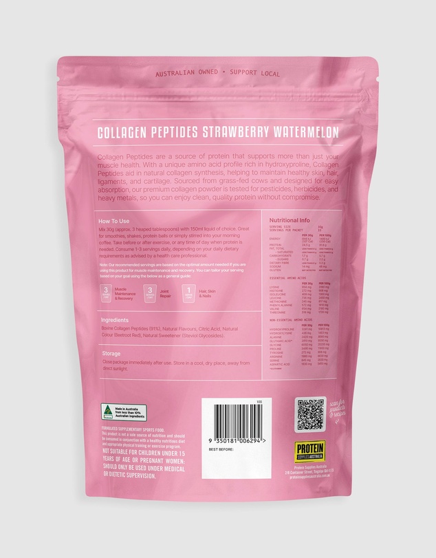 Protein Supplies Australia - Strawberry Watermelon Collagen Peptides - 1kg