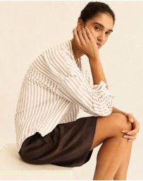 Emme - Ecru Alternating Viscose Shirt