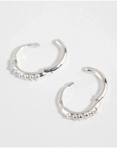 Lovisa - Sterling Silver Mini Cubic Zirconia Huggie Earrings