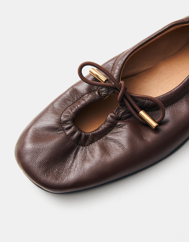 Alohas - Rosalind Brown Leather Ballet Flats - Women's