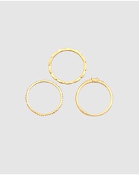 Elli Jewelry - Ring Stack Marquise Basic Set with Zirconia Crystals in 925 Sterling Silver gold plated