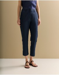Trenery - Stretch Cotton Twill Capri Pant in Navy