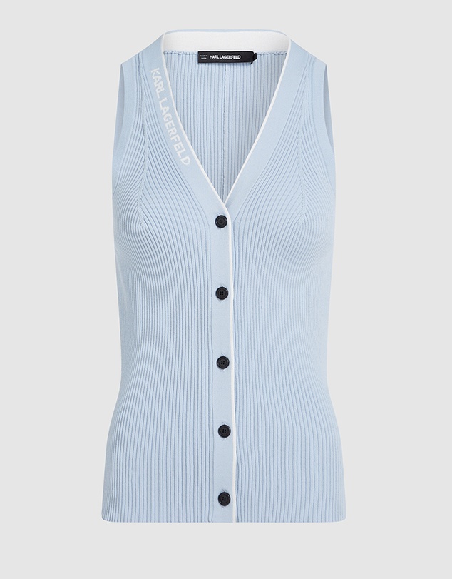 Karl Lagerfeld - Logo V-Neck Knit Top