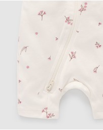 Purebaby - S/S Short Leg Zip Growsuit-Babies