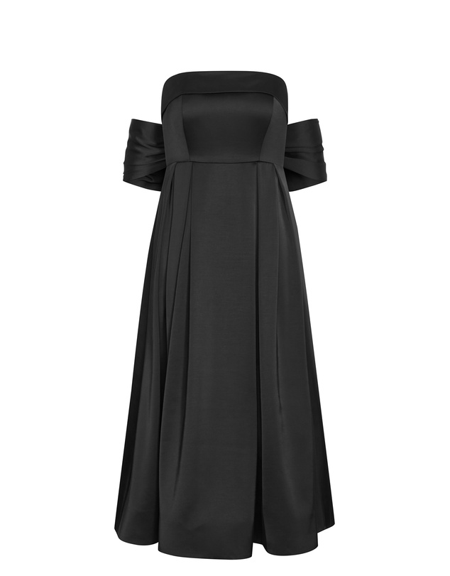 City Chic - Plus size Duchess Satin Gown With Shawl - black