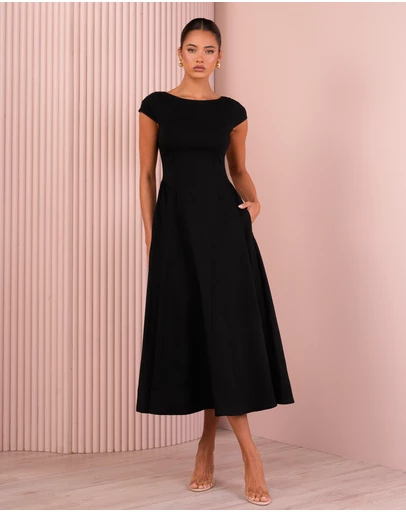 Azzurielle - Quintin Full Skirt Midi Dress
