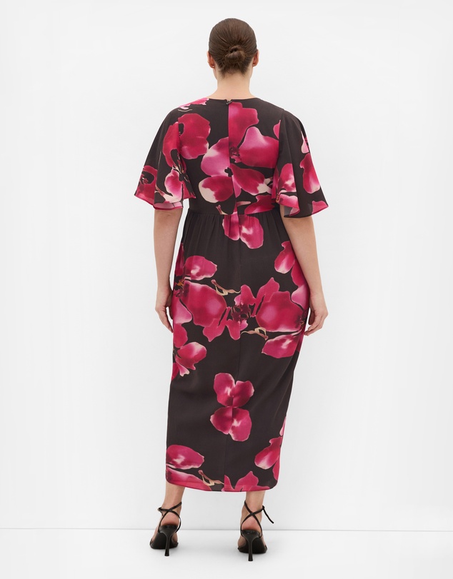 City Chic - Plus size Braelynn Fleur Print Maxi Dress - dark chocolate