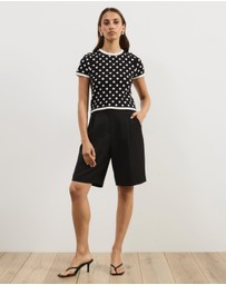 Atmos&Here - Kallie Polka Dot Short Sleeve Knit Top