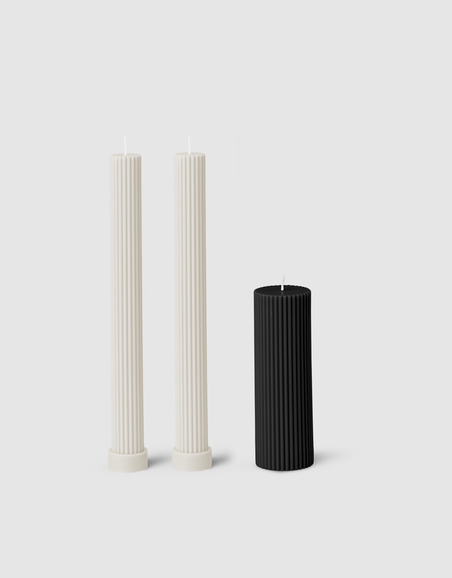 Black Blaze - Column Pillar Candle Combo