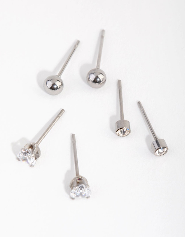 Lovisa - Surgical Steel Love Stud Earrings 3-Pack