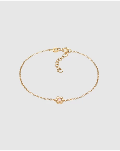 Elli Jewelry - Rose Crystal Flower Bracelet in Gold-Plated 925 Silver