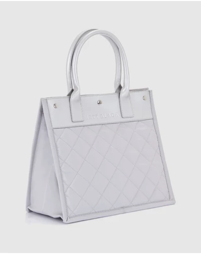 JETT BLACK - Soho Silver Quilted Tote Bag