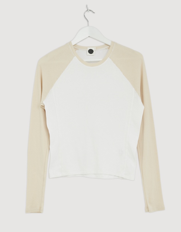 Revibe - Repaired Bassike Paneled Rib Long Sleeve Baby T-Shirt - AU 8