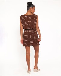 Petal & Pup - Kimberly Mini Dress - Brown Polka Dot