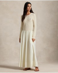 Polo Ralph Lauren - Cable-Knit Poplin Dress - ICONIC EXCLUSIVE