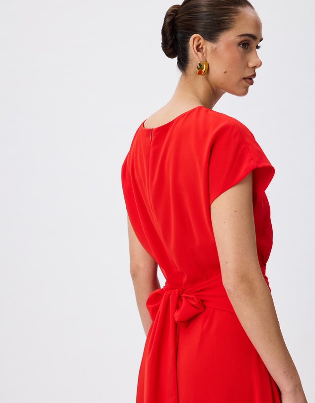 Tussah - Calliope Boat Neck Ruched Detail Maxi Dress