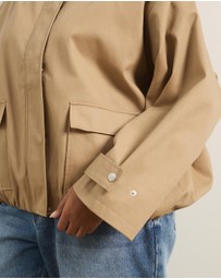 Atmos&Here Curvy - Taya Funnel Neck Twill Bomber Jacket