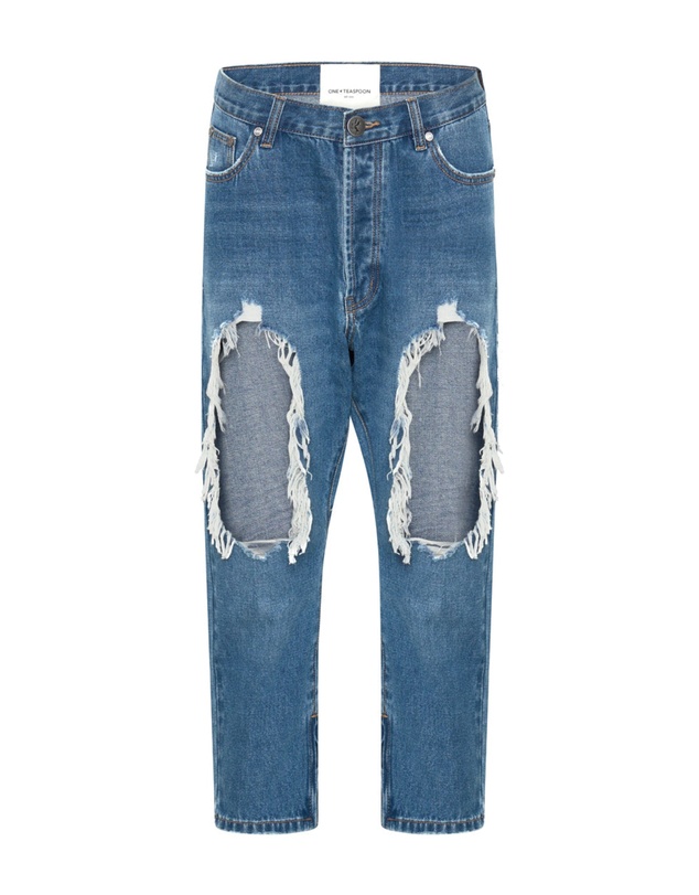 ONE TEASPOON - Bay Blue Kingpins Cropped Boyfriend Jeans