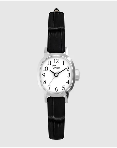 TIMEX - Cavatina® Mini 17mm Black Crocodile Leather Strap Watch