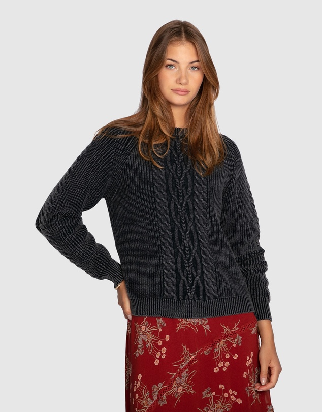Belle & Bloom - Hudson Street Cable Garment Dyed Sweater