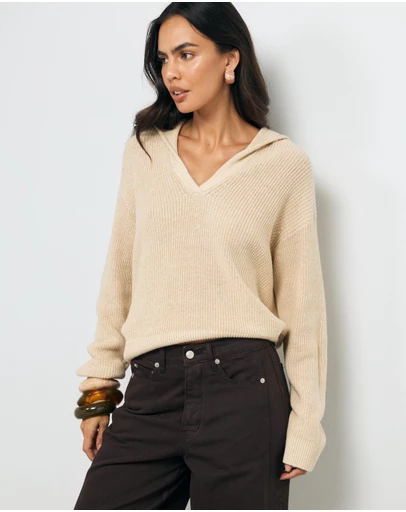 AERE - Lilo Cotton Wool Polo Knit
