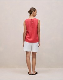 Trenery - Delave Linen Shell Tank in Crimson