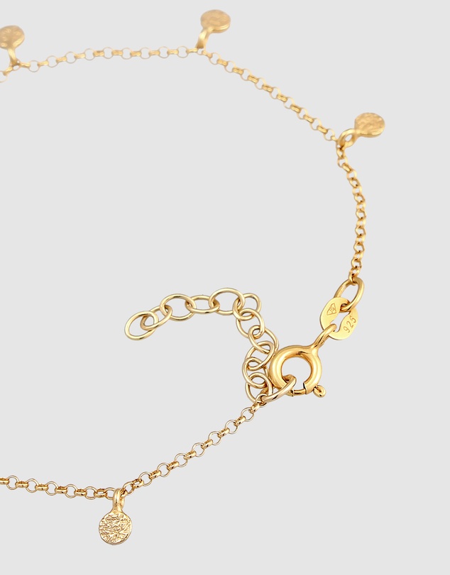 Elli Jewelry - Bracelet Platelet Pendant Round Textured in 925 sterling silver Gold Plated