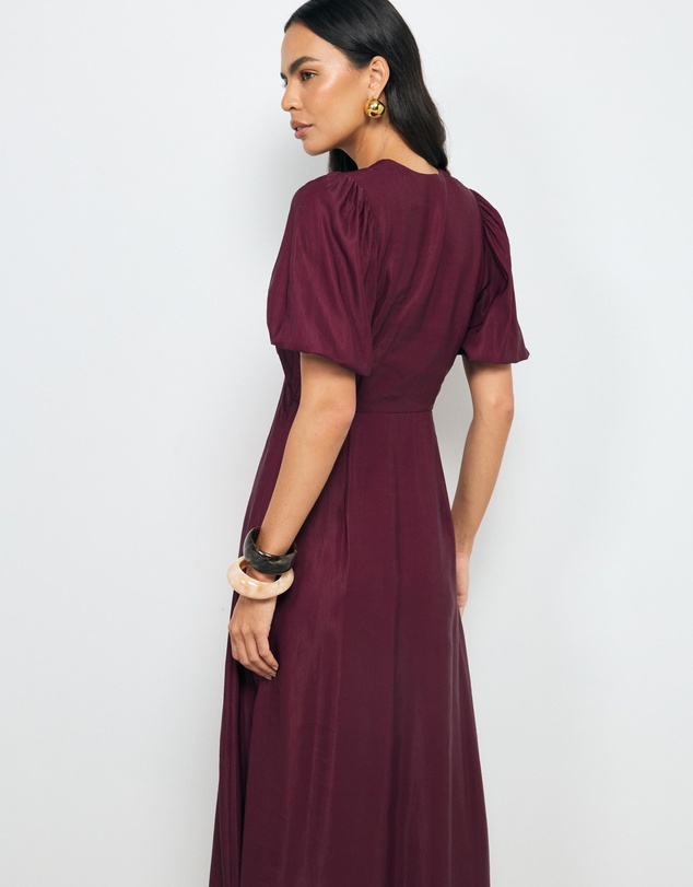 AERE - Ravenna Puff Sleeve Midi Dress